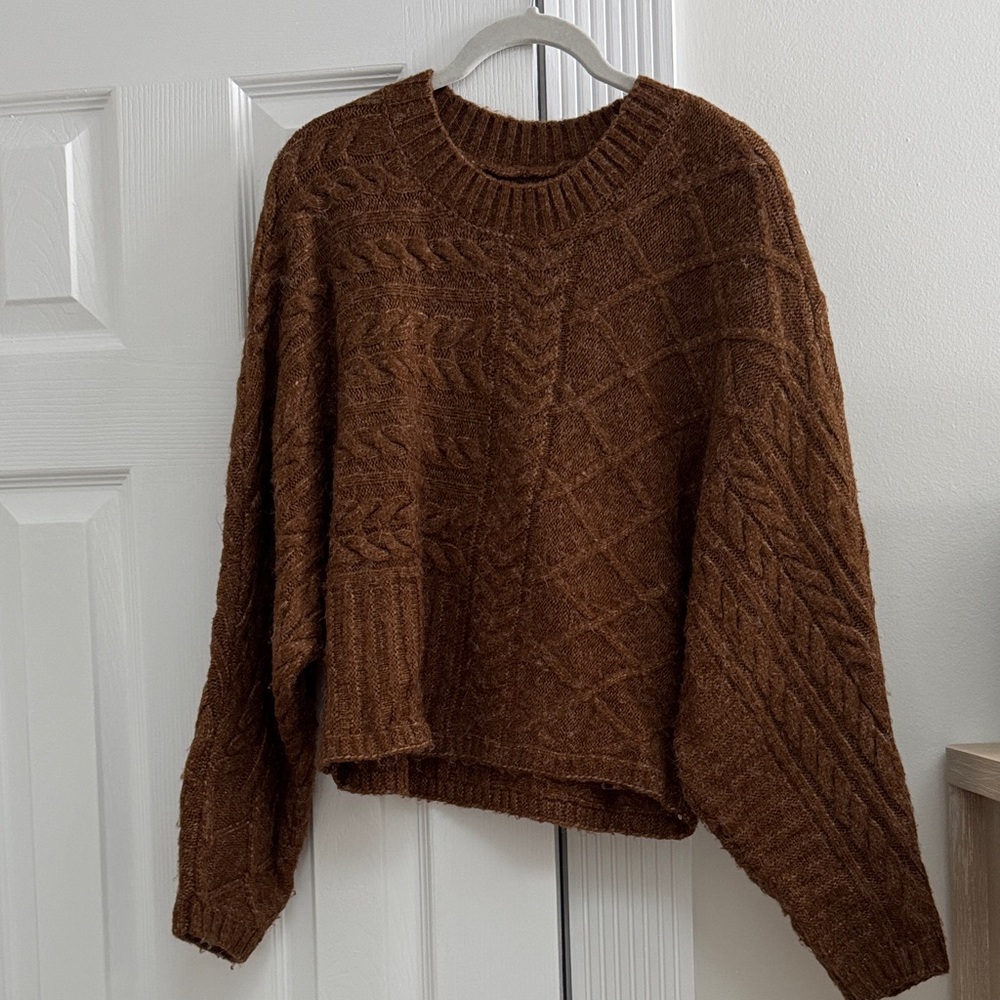 Abercrombie & Fitch Rich Brown Cable Knit Sweater